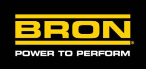 BRON logo in yellow on black with Power to Perform tagline