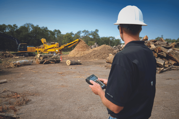 operator with recycling equipment